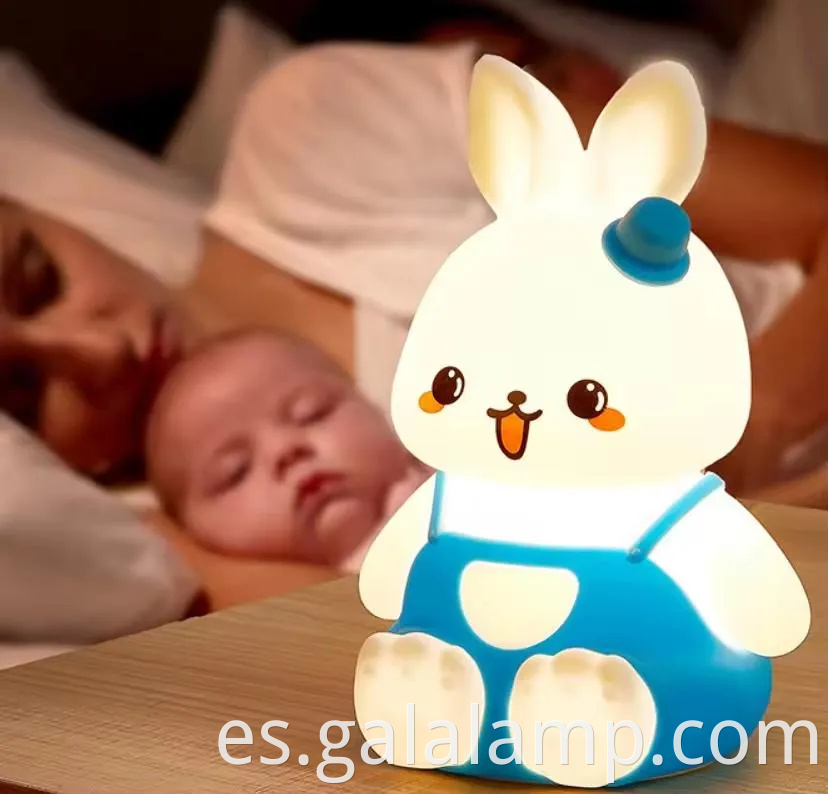 Linda luz nocturna de animales: diseño de conejo para la decoración de la guardería silicona luz suave